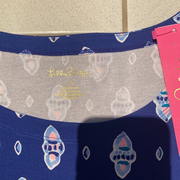 NWT Lilly Pulitzer Sophie Ruffle Dress Lapis Lazuli Glow Up Engineered Dress M - Picture 4 of 7